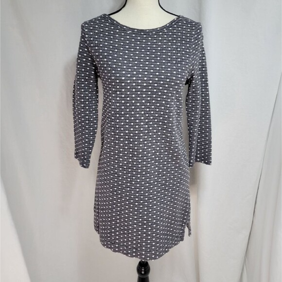 Land's End grey and white cotton PolkaDot long sleeve mini dress, XS (sz 2-4) - Picture 1 of 7